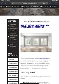 an image of a website page with wood floors