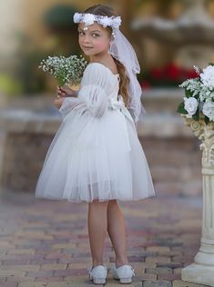 Fluff and Tulle Puff Sleeve Communion Dress Spring Long Sleeve Tulle Tutu Dress, White Long Sleeve Tutu Dress For Spring, Spring White Long Sleeve Tutu Dress, Spring Long Sleeve White Tutu Dress, White Long Sleeve Tutu Dress With Ruffles, Making Sleeves, Simple Elegance, Tulle Dress, Say Goodbye