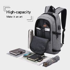 an image of a backpack with its contents