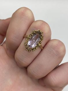 9carat yellow gold vintage amethyst cocktail ring with filigree ornate edges Ring size: N(uk), 6 1/2(USA) Price: £245.00  All articles come presented in a gift box Luxury Yellow Gold Amethyst Cabochon Ring, Wizard Jewelry, Amethyst Cocktail Ring, Cocktail Vintage, Cocktail Ring, Cocktail Rings, Cute Jewelry, Rings Statement, Wizard