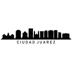 a black and white city skyline with the words cudad jarez written in spanish