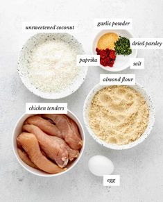 ingredients to make chicken broth laid out in bowls on a white background with text