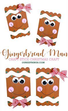 the gingerbread man craft is made out of cardboard and has been cut into four different shapes