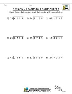 Division 4 Digits by 2 Digits Sheet 1 Division Worksheets Grade 4, Teaching Division, Math Division Worksheets, Third Grade Math Worksheets, Reference Template, Division Word Problems, Math Practice Worksheets