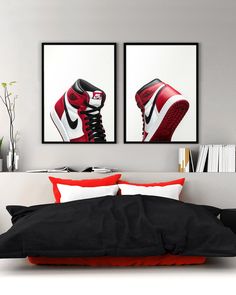 "Set Prints (2 Pieces) Nike Air Jordan 1 Retro Chicago SET* Premium Sneaker Posters Each individual sneaker has its own story. My photography explores the beauty of sneakers. Capturing the minute details of each stitch and lines. Appreciating the inspiration and design of each shoe. All these posters are shot and assembled with a technic called \"focus stacking\". A digital technique which combines multiple images into one ultimate masterpiece. The qualities are most impressive in hand. These po Air Jordan 1 Gym Red, Retro 11 Concord, Michael Jordan Poster, Jordan 1 Off White, Air Jordan 1 Chicago, Jordan Poster, Nike Poster, Sneaker Posters, Nike Air Jordan 1 Retro