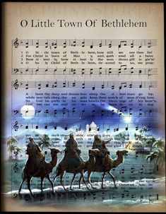 an old sheet music with three wise men riding camels