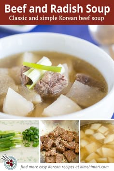 beef and radish soup in a white bowl