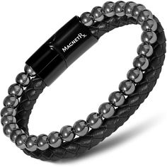 ULTRA STRENGTH HEMATITE – This MagnetRX hematite magnetic bracelet contains the highest strength magnetic hematite beads - 3x more powerful than other magnetic hematite bracelets on the market. Magnetic therapy bracelets are an all-natural and effective alternative medicine that have been used to promote pain relief, reduce inflammation, improve circulation, positive energy, and much more! Magnetic Beads, Casual Bracelets, Magnetic Therapy, Hematite Bracelet, Calming Stones, Improve Circulation, Hematite Beads, Mens Beaded Bracelets, Magnetic Bracelet