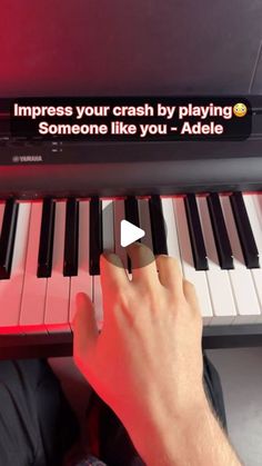 someone is playing the piano with an ad on it's keyboard that reads, impress your crash by playing someone like you - addie