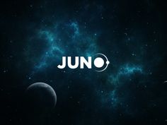 two planets with the word juno on them in front of some blue and green stars