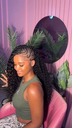 Mohawk Braiding Styles For Black Women, Protective Weave Styles For Natural Hair, Curly Unique Hairstyles, Passion Twists For Black Women, Black Women Braids 2024, Boho Fulani Braids Flip Over Short, Flip Over Mohawk Braids, Mohawk Boho Braids, 2024 Black Women Hairstyles