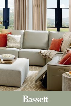 image of a living room with reclining sectional Bassett Furniture Living Room, Reclining Sectional Living Room, Sectional Living Room, Leather Reclining Sectional, Bassett Furniture, Time To Relax, Bonus Rooms, Living Room Sectional, Zero Gravity