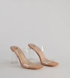 These nubuck heels are clearly on trend! They showcase a slender square toe, dual PVC clear straps, a lucite block heel, and a luxe fit breathable cushioned insole for comfort. Complete the look with a chic hair accessory.Fit & Features3.5" Lucite Block HeelsSquare toePVC clear dual strapsLuxe fit breathable cushioned insoleNubuck materialRuns true to size Orange Homecoming Dresses, Heels Clear, Homecoming Shoes, Purple Homecoming Dress, Clear Shoes, Chic Hair, White Homecoming Dresses, Lace Dress Styles, Homecoming Outfits