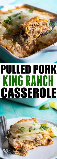 pulled pork king ranch casserole on a plate