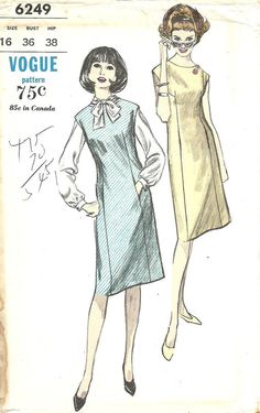 two women's dresses, one in blue and the other in yellow with collars