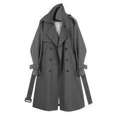 Elias Dark Gray Casual Classic Trench Coat