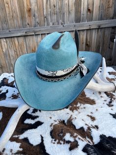 Custom Cowboy Hat, Cowgirl Hat, Blue Cowboy Hat, Turquoise Hat, Custom Cowboy Hats, Western Hat, Rodeo Fashion, Hat Custom, Western Hats