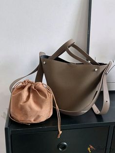 Bird in Bag - Leather Bucket Bag with Additional Pouch Trendy Leather Shopping Pouch, Casual Bucket Pouch With Removable Pouch, Solid Color Pouch Bucket Bag For Shopping, Solid Color Shopping Bucket Bag Pouch, Chic Bucket Pouch For Daily Use, Trendy Brown Pouch For Daily Use, Trendy Brown Bucket Bag With Removable Pouch, Trendy Soft Leather Pouch Bucket Bag, Trendy Leather Pouch With Large Capacity