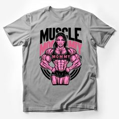 Flaunt your strength and dedication to fitness with our unique Muscle Mommy T-Shirt! Perfect for workout enthusiasts, this bold graphic tee showcases a powerful female bodybuilder design that's sure to make a statement at the gym or on the go. Made with comfortable, high-quality materials, it's designed to keep up with your active lifestyle. Whether you're a bodybuilding mom or you're looking for a fun gift for the athletic mom in your life, this shirt is the perfect mix of style and empowerment Crew Neck T-shirt With Custom Print For Training, Sporty Pink T-shirt For Gym, Sporty Pink Gym T-shirt, Pink Graphic Print T-shirt For Workout, Pink Workout T-shirt With Letter Print, Pink Letter Print Workout T-shirt, Crew Neck Training T-shirt With Custom Print, Pink Letter Print T-shirt For Workout, Muscle Mommy