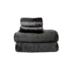 two gray towels stacked on top of each other