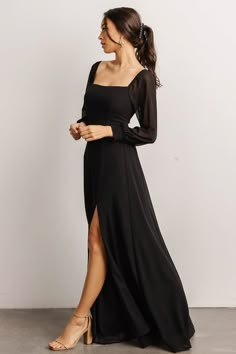 Our Giselle Maxi Dress comes in a black color and is oh so gorgeous. Don't forget to get this dress for your next event! Short Black Bridesmaid Dresses With Sleeves, Black Bridesmaid Dresses Long Sleeve, Black Wedding Guest Dresses, Formal Dance, Baltic Born, Black Dress Formal, Guest Attire, Maxi Dress Black, Black Bridesmaid Dresses