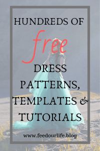 a girl in a dress with the words hundreds of free dress patterns and templates