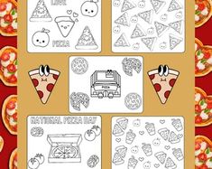 pizza themed worksheets for kids to learn how to draw and color on paper