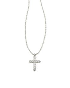 A delicate symbol with subtle shine, the Cross Silver Pendant Necklace in White Crystal is a meaningful reminder of what matters to you most. Gracie Gold, Short Pendant Necklace, Kendra Scott Necklace, Crystal Cross, Symbolic Jewelry, Crystal Pendant Necklace, Crystal Necklace Pendant, Gold Cross, Cross Pendant Necklace