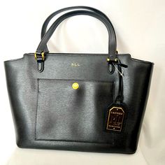 Brand New!! Bought It And Just Never Used It! - Black With Gold Accents - Leather - Double Straps - 14” X 8” Questions? Leave A Comment Below! Luxury Ralph Lauren Double Handle Shoulder Bag, Classic Shoulder Bag With Branded Hardware For Errands, Ralph Lauren Purses, Ralph Lauren Handbags, Drawstring Purse, Ralph Lauren Bags, Ralph Lauren Leather, Leather Saddle Bags, Lauren Brown