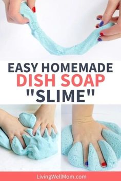 easy homemade dish soap slime recipe for kids to make and use in the kitchen