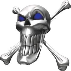 a skull and crossbones with green eyes is shown in this image, it appears to be an illustration