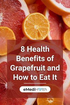 Here are the 8 health benefits of grapefruit. 1. Aids in weight loss 2. Stabilizes blood sugar 3. Boosts immunity 4. Protects heart health 5. Lowers bad cholesterol 6. Improves skin health 7. Fights gum disease 8. Protects against cancer Benefits Of Grapefruit, Health Benefits Of Grapefruit, Grapefruit Benefits, Bad Cholesterol, Heart Health, The 8, Blood Sugar, Skin Health