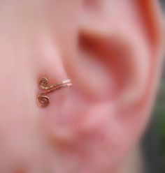 a close up view of a person's ear with two small spirals on it