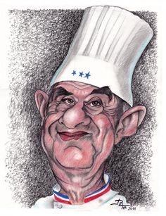 a drawing of an older man wearing a chef's hat