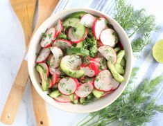 Colorful and crunchy radish cucumber salad with dill and citrus. Radish Cucumber, Refreshing Salad, Ingredient List, Pantry Staples, Cucumber Salad