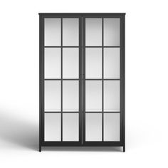 an open glass door on a white background