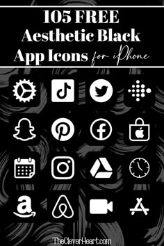 black app icons White And Black App Icons, App Icon Colors, Ipad Home Screen Aesthetic, App Icons Cute, App Icons Design, App Icons Pink, Icon Colors, Ipad Home Screen, Black App Icons