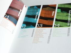 an open book with different colors and numbers on the pages, showing information about bed linens