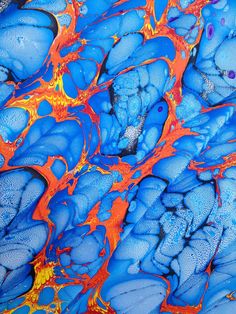 an image of blue and orange art work