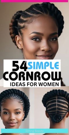 Copy of simple cornrow ideas Cornrow Ponytail Styles, Cornrow Ideas, Grey Hair Braids, Cornrows Updo, Short Hairdo, Wedding Hairstyles For Women, Women Cornrows