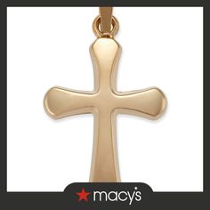 in stock Polished 14k Gold Cross Jewelry, 14k Gold Cross Jewelry With Polished Finish, Classic 14k Stamped Cross Jewelry, Modern Cross, Cross Pendant, Pick Up, In Store, Buy Online, Yellow Gold