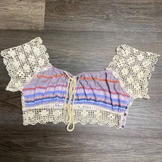 Free People Crochet Lace Drawstring Strip Crop Nwot Crochet Lace Shorts, Free People Crochet, Lace Short, Crochet Lace, Free People Tops, Lace Shorts, Free People, Womens Tops, Size Medium