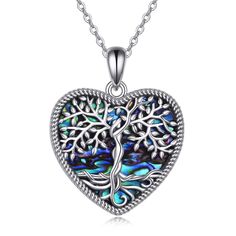 PRICES MAY VARY. 🌲 ❤️ Design:Tree of life symbol of good luck,health,growth and strength.The heart tree of life necklace inlaid with colourful abalone shell,mysterious, elegant and charming 🌲 ❤️ Material: 925 sterling silver tree of life jewelry, hypoallergenic,tarnish resistant,nickel-free,lead-free,cadmium-free,suitable for long-term wear,especially sensitive skin women. 🌲 ❤️ Tree of life pendant :0.91*1.13 inch.Packaged in an elegant gifts box,Perfect for Giving or Safekeeping. 🌲 ❤️ Gift Girls Christmas Gifts, Tree Jewelry, Tree Of Life Jewelry, Christmas Necklace, Moon Pendant Necklace, Tree Of Life Necklace, Christmas Gifts For Girls, Heart Drop Earrings, Tree Of Life Pendant