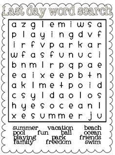 a printable word search for the summer fun day with words and numbers on it