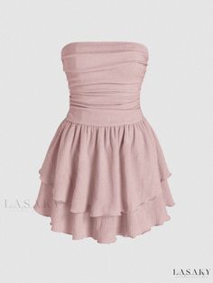 Lasaky - Zhang Yuanying Pleated Strapless Double-Layer Cake Dress Double Layer Cake, Dress Png, Dress With Ruffle Hem, Summer Cocktail Dress, Cake Dress, Split Hem Dress, Dress Cake, Clothing Details, Casual Date