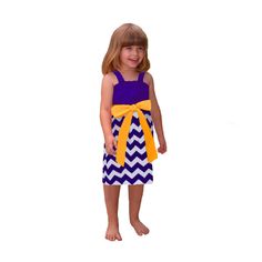 Purple + Bright Gold Chevron Game Day Dress- Girls Clear Spring, Yellow Chevron, Gold Chevron, Chevron Dress, Palm Beach Gardens, Blue Chevron