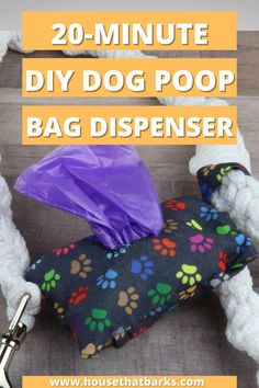 the dog poop bag dispenser is made out of yarn