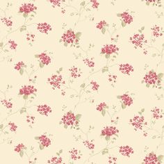 Floral Branch Red Multi Wallpaper from the Miniatures 2 Collection by Galerie Wallcoverings Pretty Meadow, Rose Trellis, English Country Garden, Green Hydrangea, English Country Gardens, W Wallpaper, Floral Branch, Trellis Design, Meadow Flowers