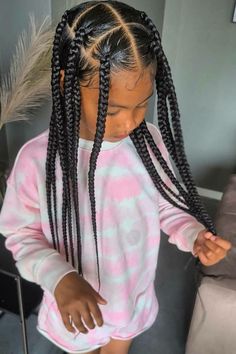 Kids Box Braids Box Braids Kids, Braids For Black Kids, Braids Kids, Kids Curly Hairstyles, Quick Braided Hairstyles, Kids' Braids