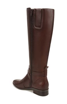 Crisscrossing straps and rich leather bring distinctive style to an equestrian-inspired boot outfitted with signature Contour+ technology for endless comfort. 1 1/4" heel (size 6 Regular Calf) 14 3/4" shaft; 14 1/2" calf circumference Removable insole with Contour+ technology Slip-resistant sole Leather upper/textile lining/synthetic sole Imported Classic Leather Knee-high Riding Boots, Leather Knee-high Boots For Riding, Classic Wide Calf Knee-high Boots For Riding, Leather Knee-high Riding Boots, Wide Calf Riding Boots In Calf Leather, Wide Calf Calf Leather Riding Boots, Brown Leather Knee-high Riding Boots, Classic Brown Knee-high Riding Boots, Classic Brown Knee-high Boots For Riding